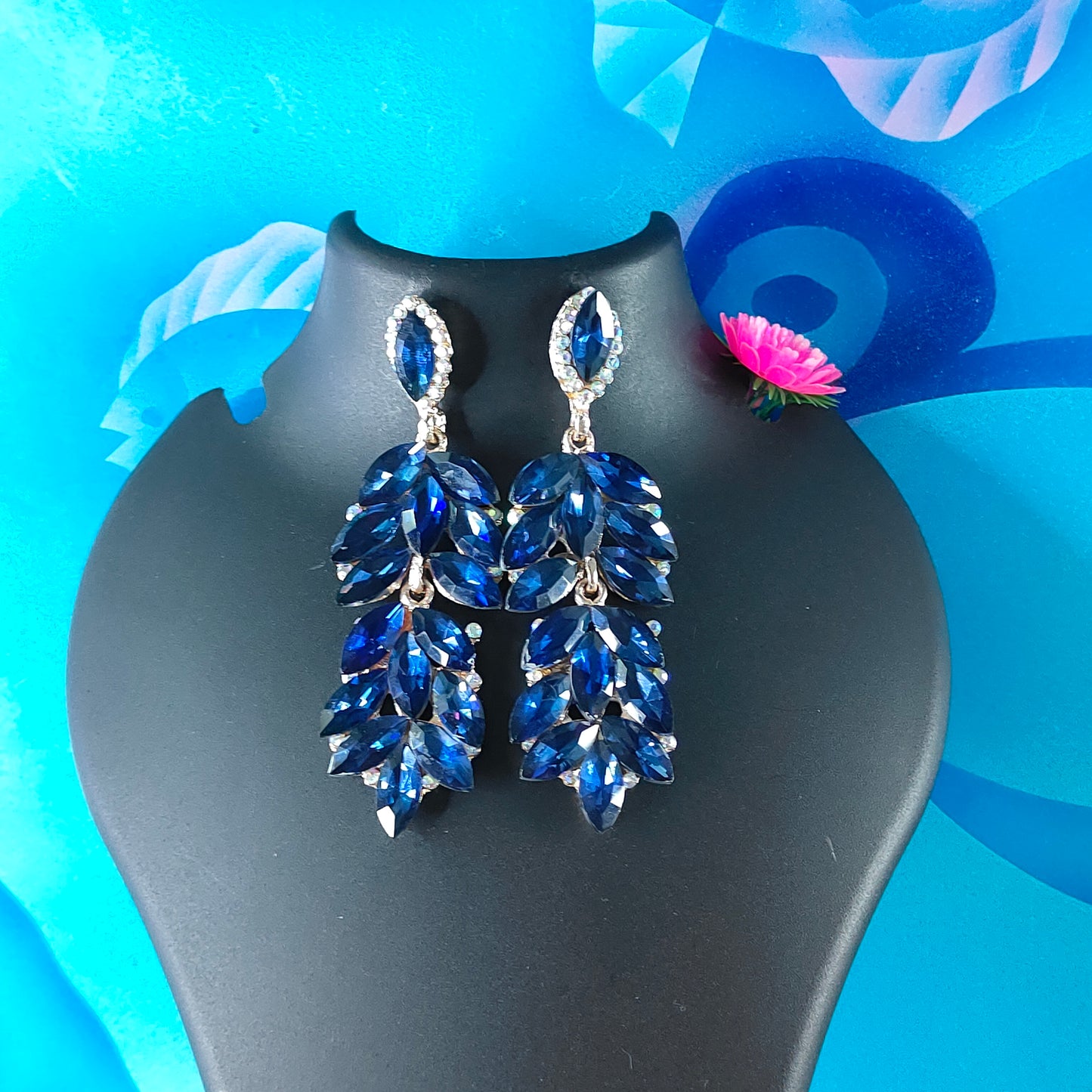 BLUE PETALS JHUMKI DANGLER