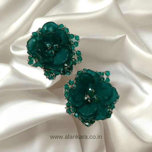 GREEN CERAMIC FLOWER STUD