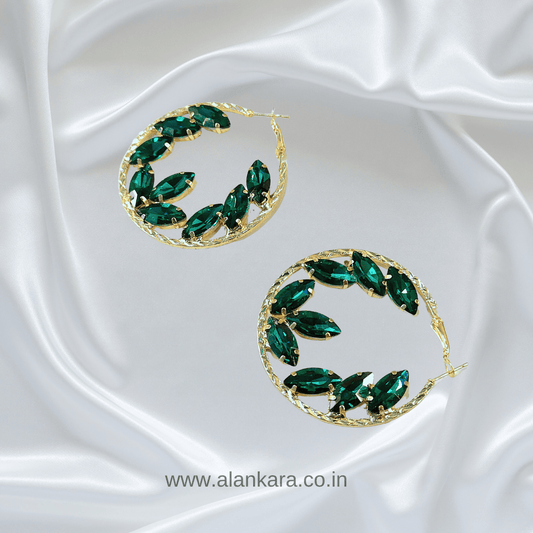 GOLDEN GREEN STONE HOOP