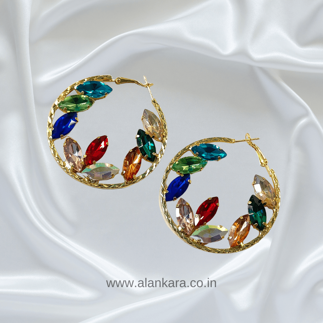 GOLDEN MULTICOLOR STONE HOOP