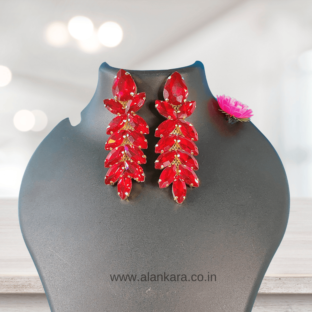 RED FLOWER STONE DANGLER