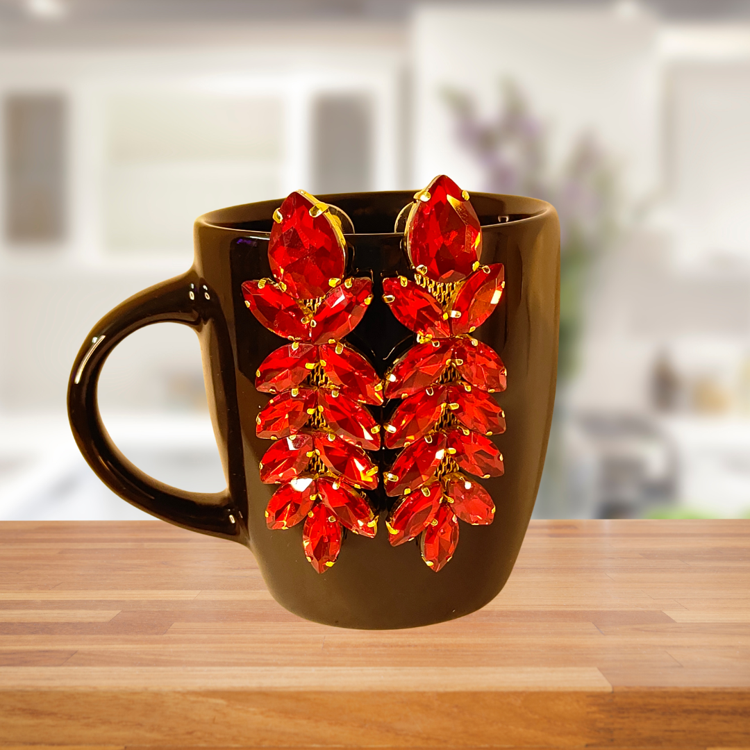 RED FLOWER STONE DANGLER