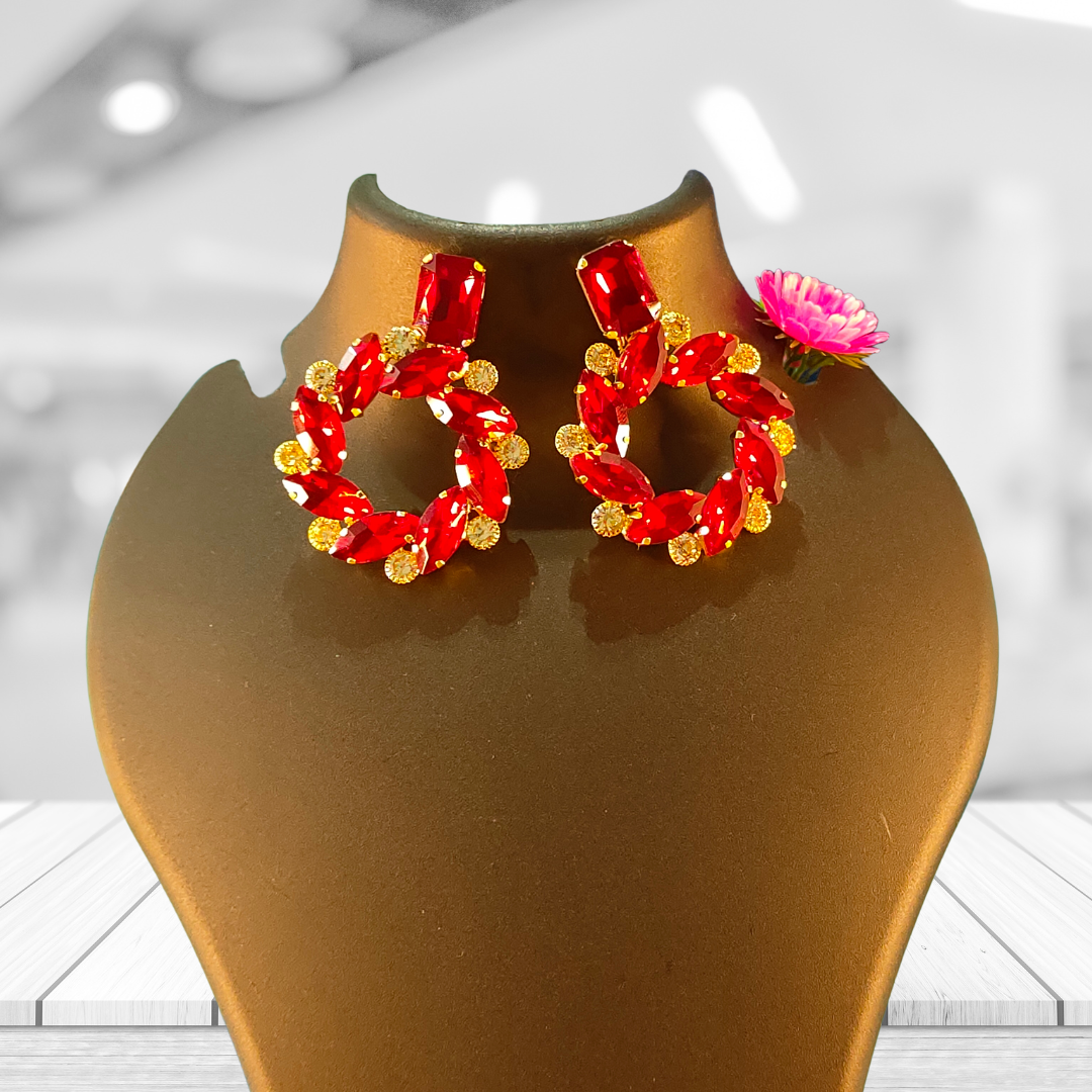 RED FLOWER STONE HOOP