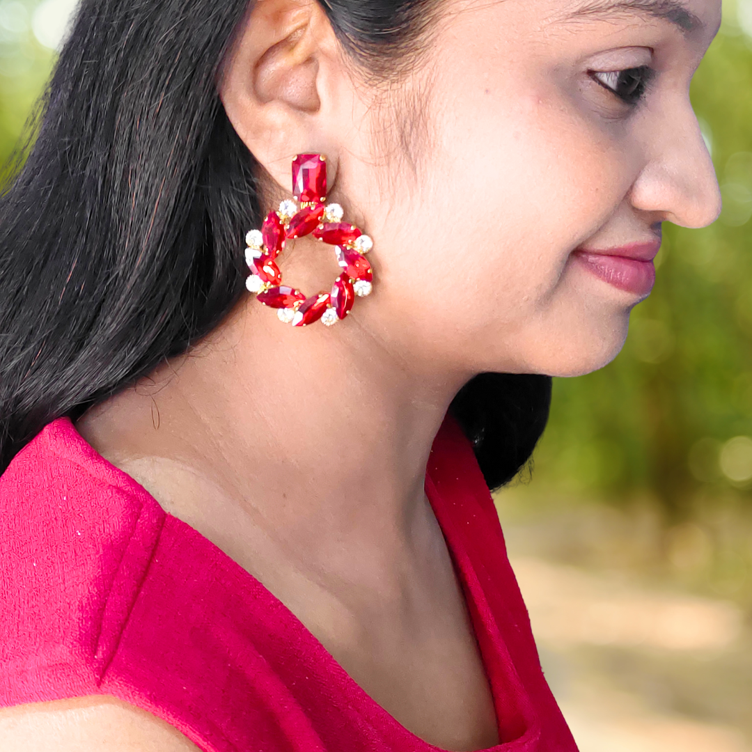 RED FLOWER STONE HOOP