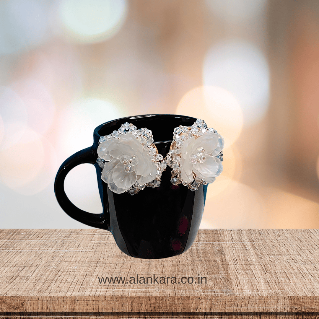 WHITE CERAMIC FLOWER STUD