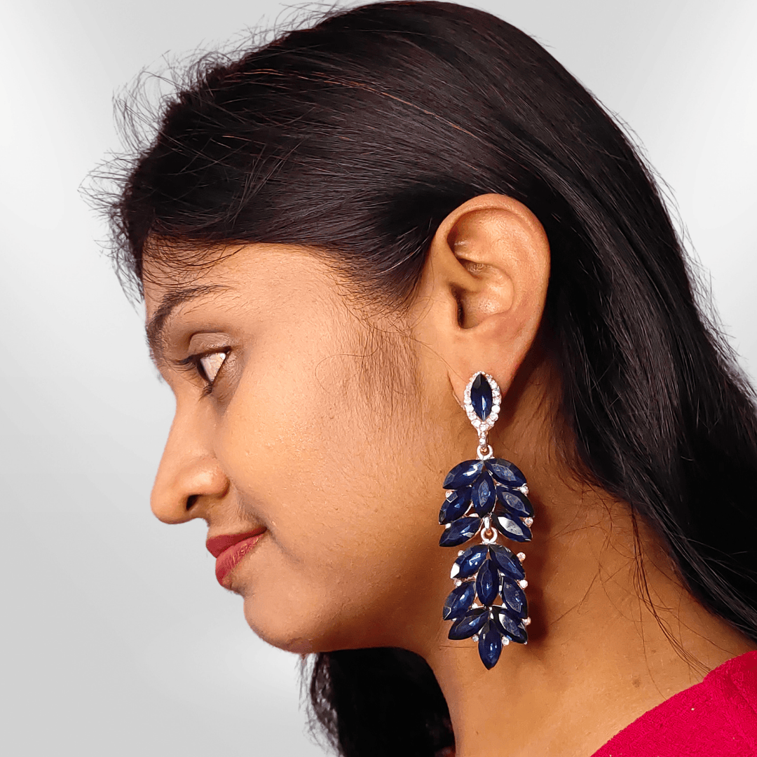 BLUE PETALS JHUMKI DANGLER